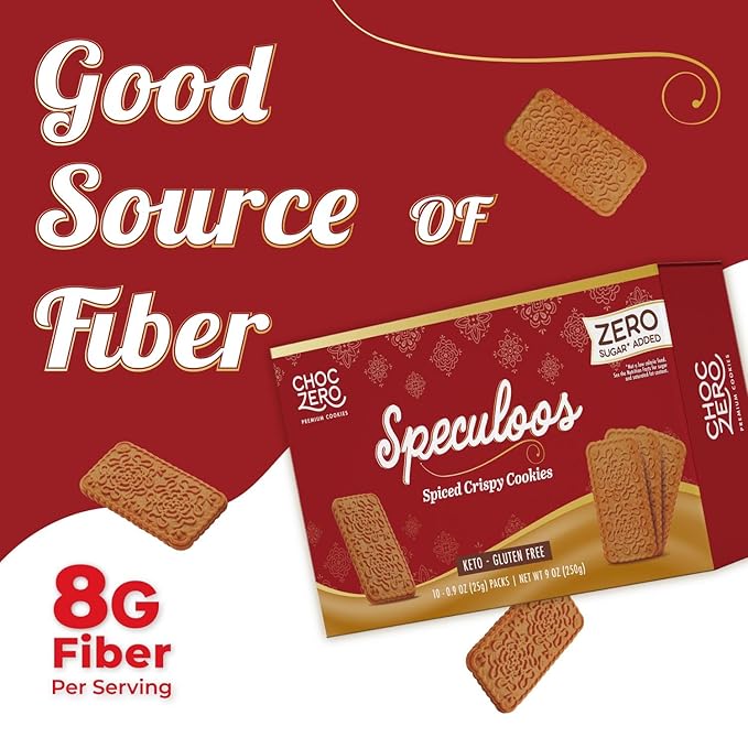ChocZero Speculoos Cookies, Gluten Free, No Added Sugar, Spiced Windmill Keto Cookie, 30 Cookies Per Box, 9 Ounce (Pack of 1)