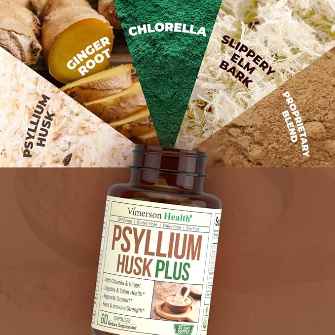 Psyllium Husk Powder Capsules. Fiber Supplement 60 Capsules