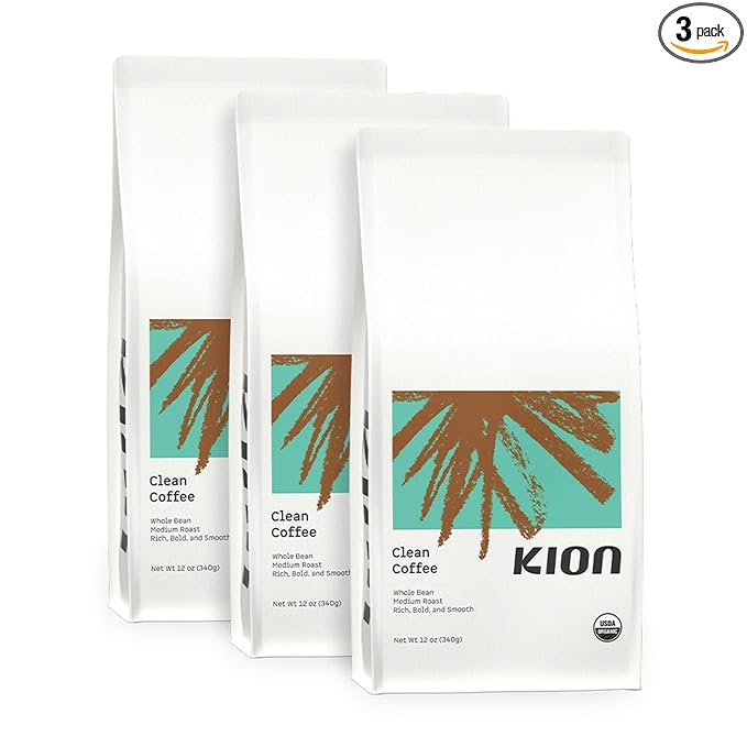 Kion Organic Ground Coffee, Tested for Toxins, Ethically Sourced, Rich, Bold, and Smooth, Medium Roast 12 Oz (3 Pack)