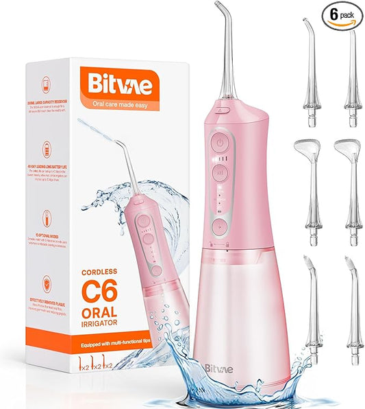 Bitvae C6 Water Dental Flosser Teeth IPX7 Waterproof 5 intensities 6 Jet