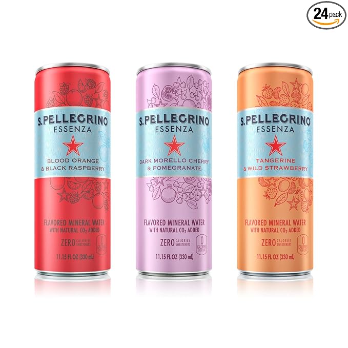S.Pellegrino Essenza Variety Pack - Blood Orange, Dark Morello Cherry, Wild Strawberry,11.15 Fl. Oz (Pack of 24)