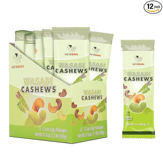 NEWBAM - Wasabi Cashews Nut Snacks 12 Individual (1.5oz per