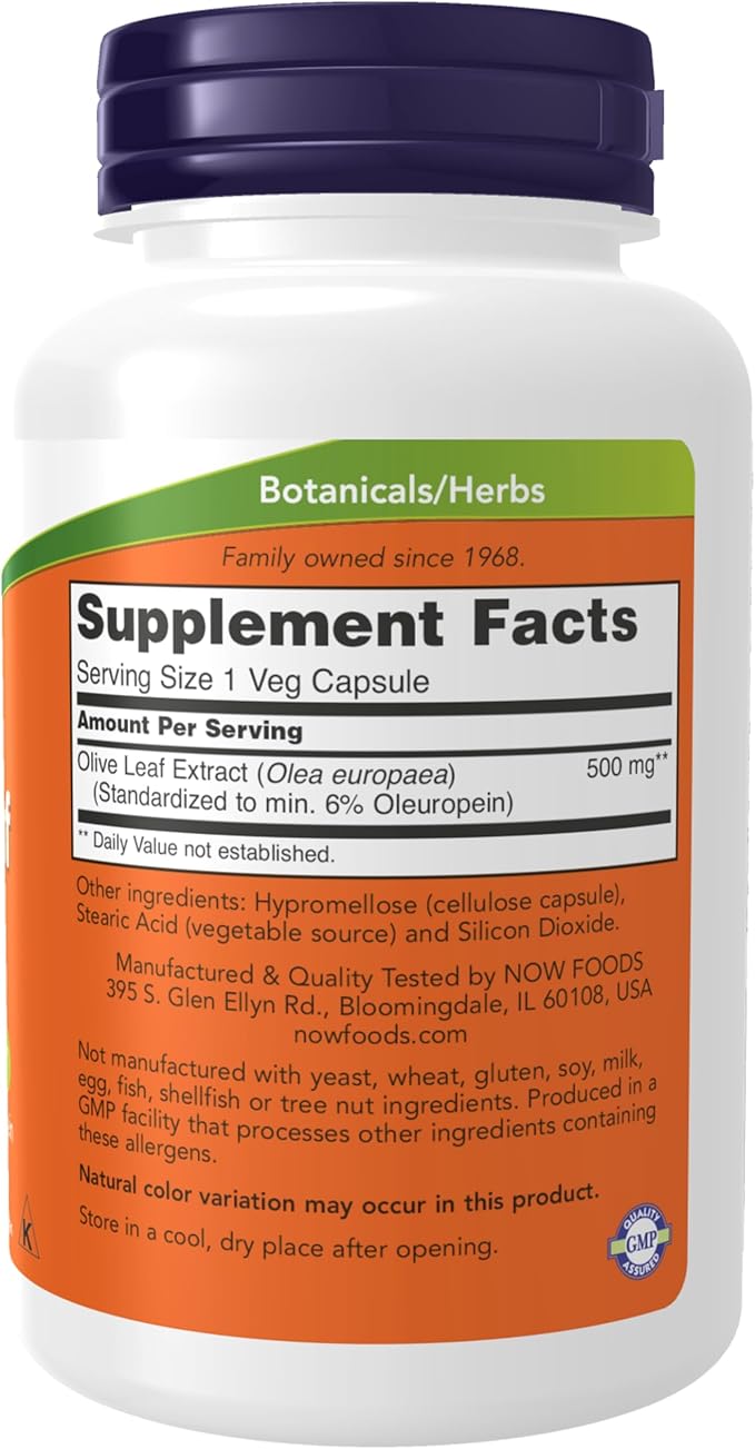 NOW Foods Supplements, Olive Leaf Extract 500 mg, Free Radical Scavenger*, 120 Veg Capsules