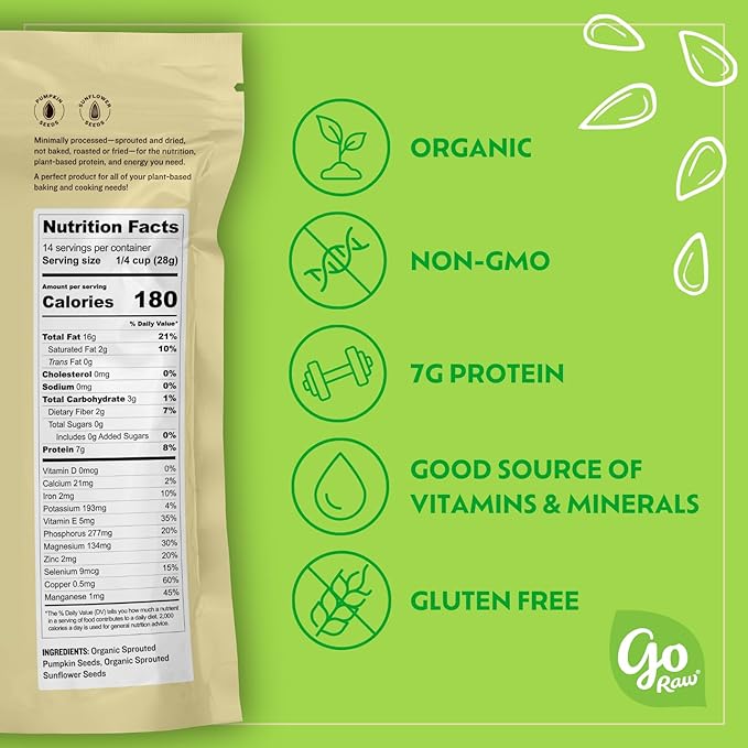 Go Raw , Sprouted Pumpkin and 14 oz(Single) (71450-64157), .0 .0 Oz, 1 Pound 16.0 Ounce