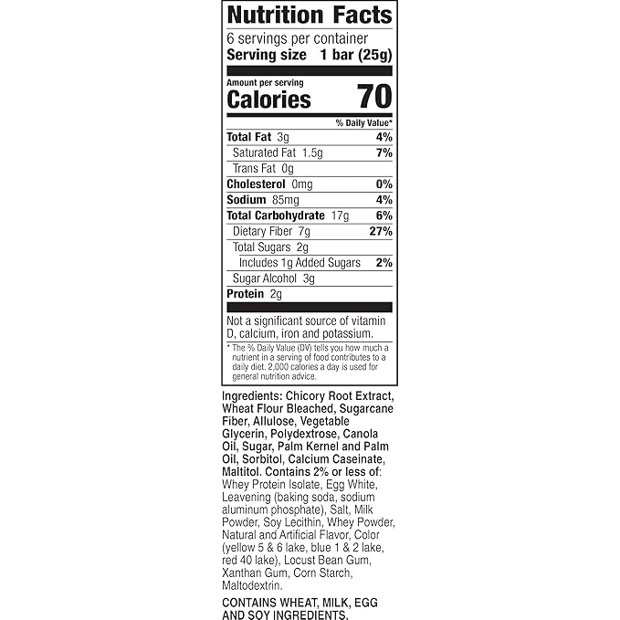 Fiber One 70 Calorie Soft-Baked Bars, Birthday Cake, Snack Bars, 6 ct (Pack of 8)