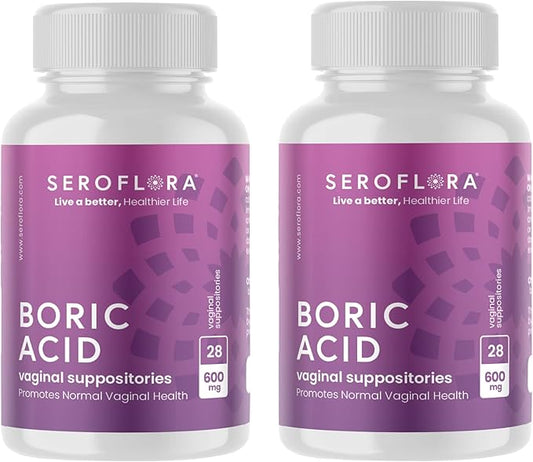Boric Acid Vaginal Suppositories 600 mg (28ct, 2bottles) 2bottles)