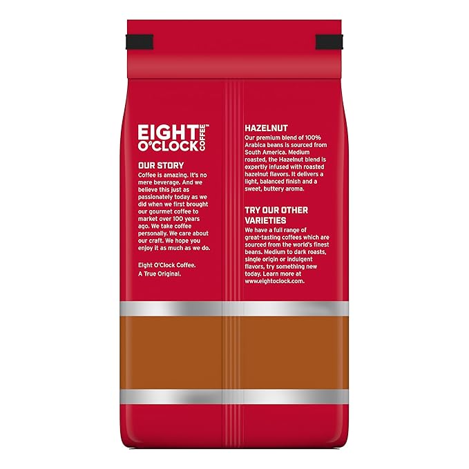 Eight O'Clock Coffee Hazelnut, Medium Roast, Whole Bean Coffee, 20 Ounce 100% Arabica, Kosher Certified