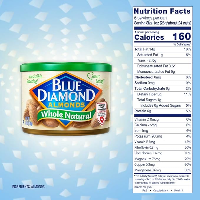 Blue Diamond Almonds, Raw Whole Natural, 6 Ounce 1)
