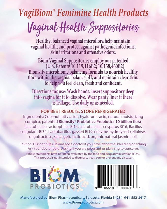 Biom Vaginal Probiotic Suppository: Natural Vaginal (15 count)