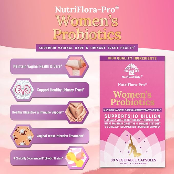 NutriCelebrity NutriFlora-Pro Probiotics for Women 10 Billion 6 Strains (30 Caps)