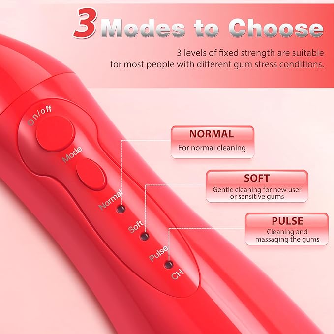 TOVENDOR Electric Water Flosser, Rechargeable Dental 3 Modes, 5 Tips (300ML, IPX7Waterproof IPX7Waterproof Waterflosser)