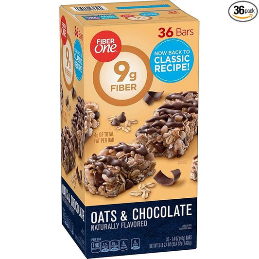 Fiber One Oats and Chocolate Chewy Bars, 1.4 Ounce (Pack of 36)