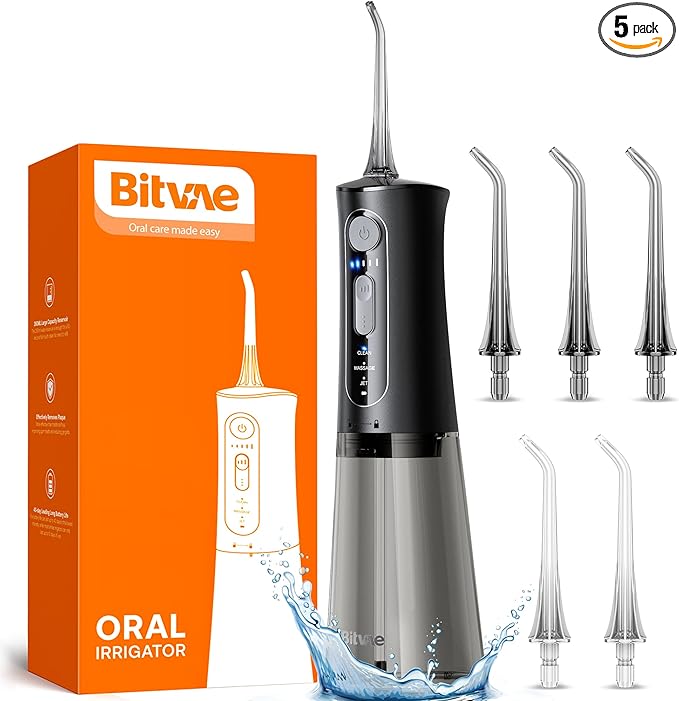 Bitvae Water Dental Flosser for Teeth, 3 Modes 5 Intensities, IPX7 Waterproof,