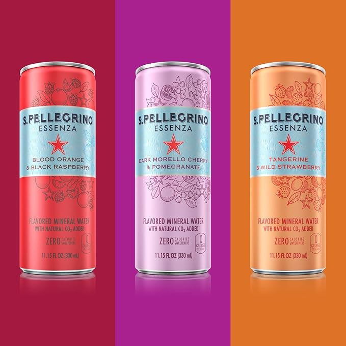 S.Pellegrino Essenza Variety Pack - Blood Orange, Dark Morello Cherry, Wild Strawberry,11.15 Fl. Oz (Pack of 24)