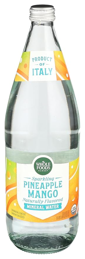 Whole Foods Market, Organic Pineapple Mango Italian Sparkling Mineral Water, 33.8 Fl Oz