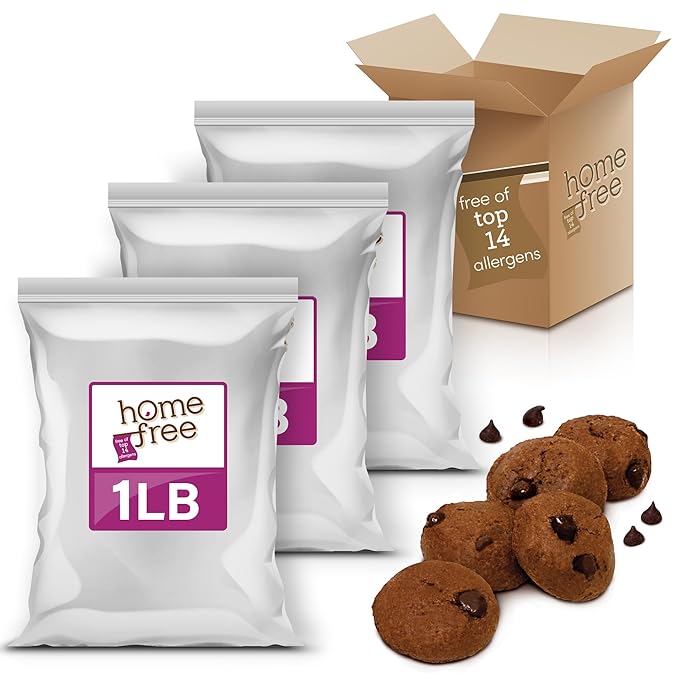 Homefree Mini Double Chocolate Chip Cookie Box, Gluten Free, Nut Free, Vegan, School Safe and Allergy Friendly Snack, 1 LB Bag (Pack of 3)