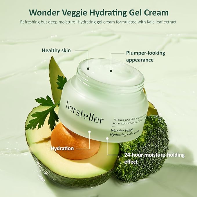 Hersteller Wonder Veggie Hydrating Gel Cream 50ml, 1.7 Fl Oz Superfood Kale Leaf Extract Deep Hydrating Moisturizing Vegan Facial Skin Korean Skincare