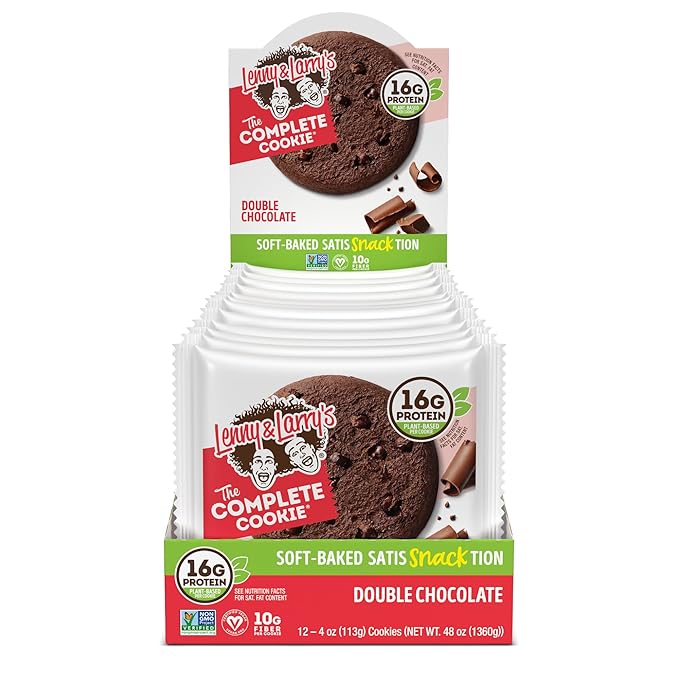 Lenny & Larry's The Complete Cookie, Double Chocolate, Soft Baked, 16g Plant Protein, Vegan, Non-GMO, 4 Ounce Cookie (Pack of 12)