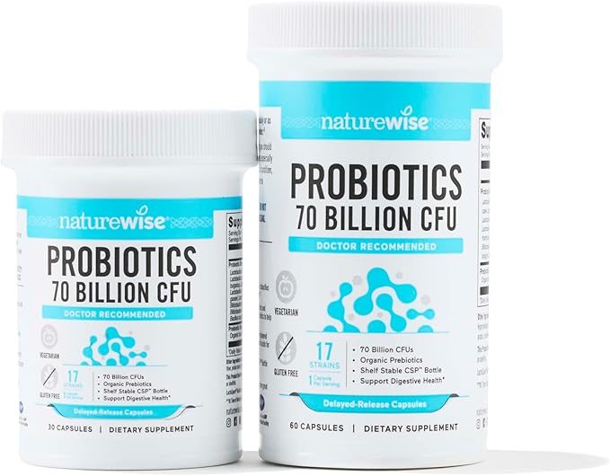 NatureWise Probiotics 70 Billion CFU 17 Strains 60 Capsules[2-Month Capsules[2-Month Supply]