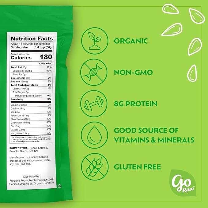 Go Raw Organic Sprouted Pumpkin Seeds, 14 oz,