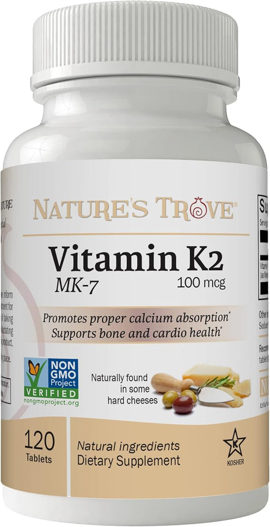 Nature's Trove Vitamin K2 MK7 Supplement, 100mcg, 120 120 Count,