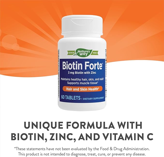 Nature's Way Biotin Forte with Zinc, 60 Tablets