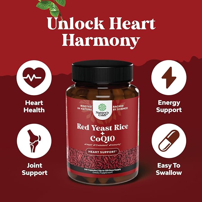 Red Yeast Rice with CoQ10 Supplement 1200 mg. CoQ10 100mg 100mg Per 3rd Party (4 Months)