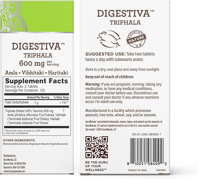 GuruNanda Digestiva Triphala (240 Tablets), Supports