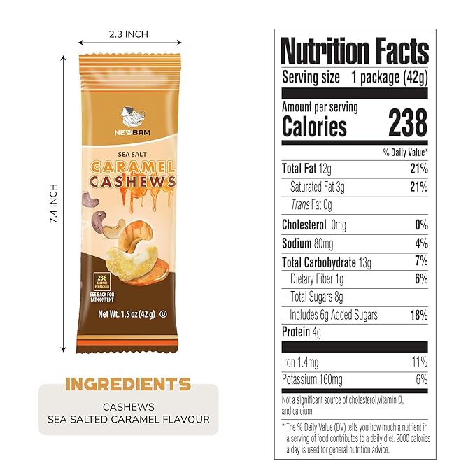 NEWBAM - Sea Salt Caramel Cashews 12 Individual (1.5oz per