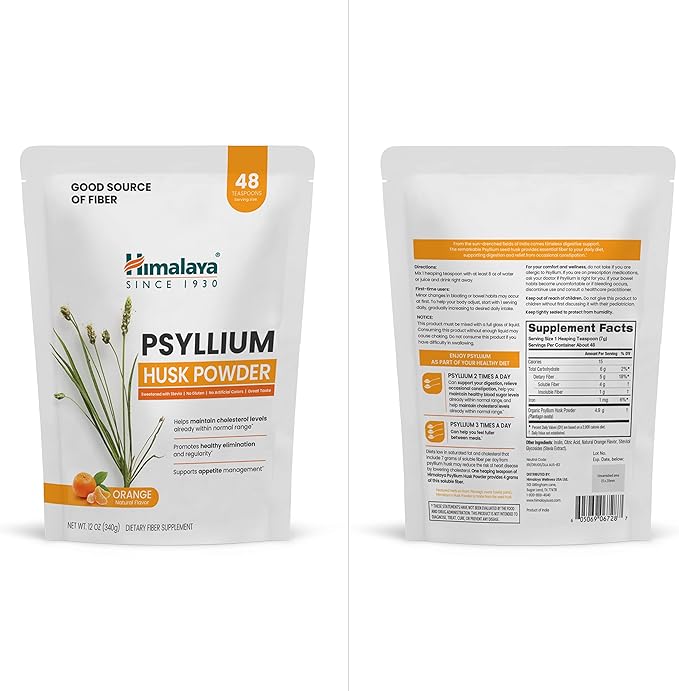 Himalaya Orange Psyllium Husk Powder, Daily Easy-to-Mix,12 oz (340 g)