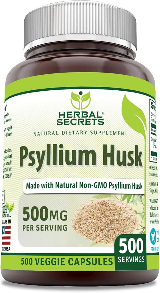 Herbal Secrets Psyllium Husk Supplement 500 Mg 500 Veggie