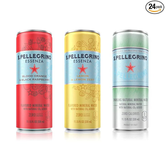 S.Pellegrino Essenza Variety Pack - Blood Orange, Lemon, Original (unflavored),11.15 Fl. Oz (Pack of 24)