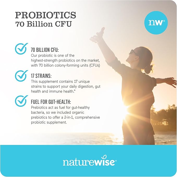 NatureWise Probiotics 70 Billion CFU 17 Strains 30 Capsules[1-Month Capsules[1-Month Supply]