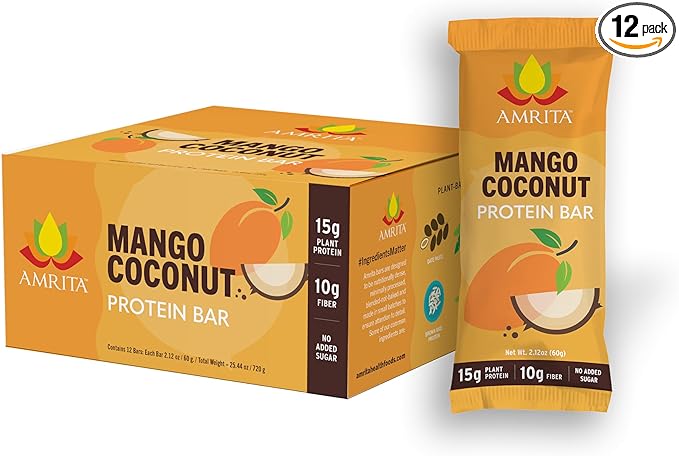 AMRITA Mango Coconut Vegan Protein Bars -15g Plant