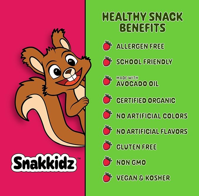 Snakkidz Organic Strawberry Chewy Granola Bar, 15 Count, Nut and Allergen Free, Low Sugar, Made with Avocado Oil