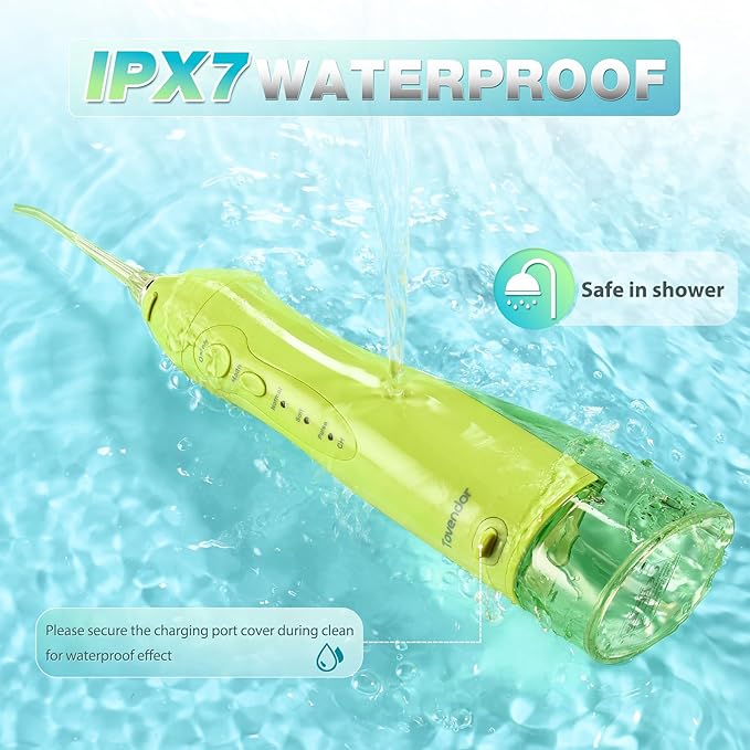 TOVENDOR Electric Water Flosser, Rechargeable Dental 3 Modes, 5 Tips (300ML, IPX7Waterproof IPX7Waterproof Waterflosser)
