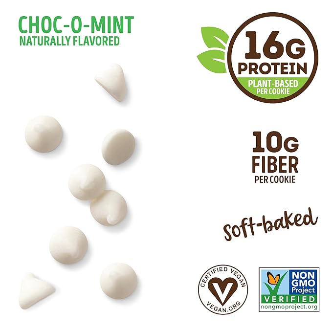 Lenny & Larry's The Complete Cookie, Choc-O-Mint, Soft Baked, 16g Plant Protein, Vegan, Non-GMO, 4 Ounce Cookie (Pack of 12)