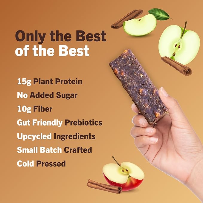 AMRITA Apple Cinnamon Vegan Protein Bars 15g of