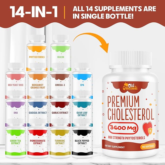 3600 MG Cholesterol Supplements with Plant 180 Softgels