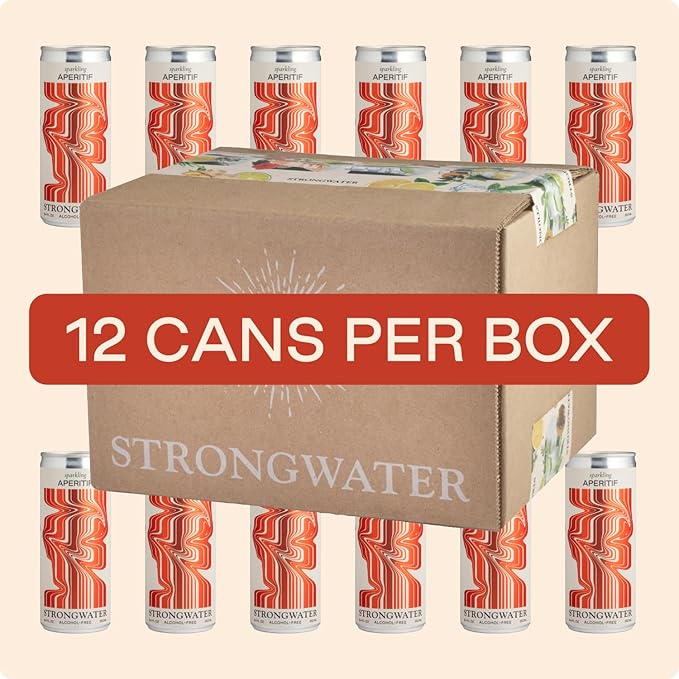 Strongwater Sparkling Spritz Aperitif - 12 Pack Cans (8.4 Fl Oz Each) - Premium Non Alcoholic Aperitif - Made with Filtered Rocky Mountain Water, Gentian, Grapefruit, Quinine, Real Cane Sugar
