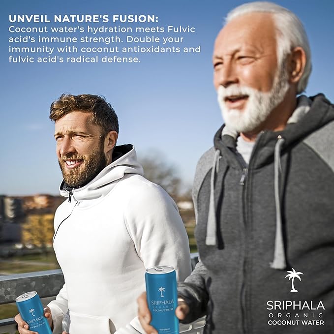 Sriphala Mineral Rich Nutritious Coconut Water Organic – with Fulvic Acid + Electrolyte Water – Non-GMO, Keto, Gluten-Free, No Sugar Added Tasteful Vitamin Water Energy Quench (133.2 Fl Oz,12-pack)