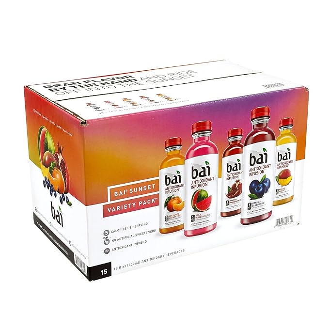Bai Water Sunset Variety Pack, 18 fl oz, 15 Count (220-00656)