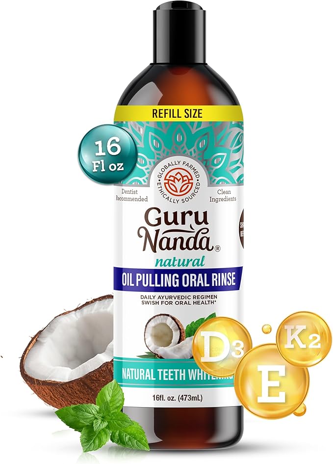 GuruNanda Coconut Oil Pulling, Fresh Breath 7 Essential 16 oz