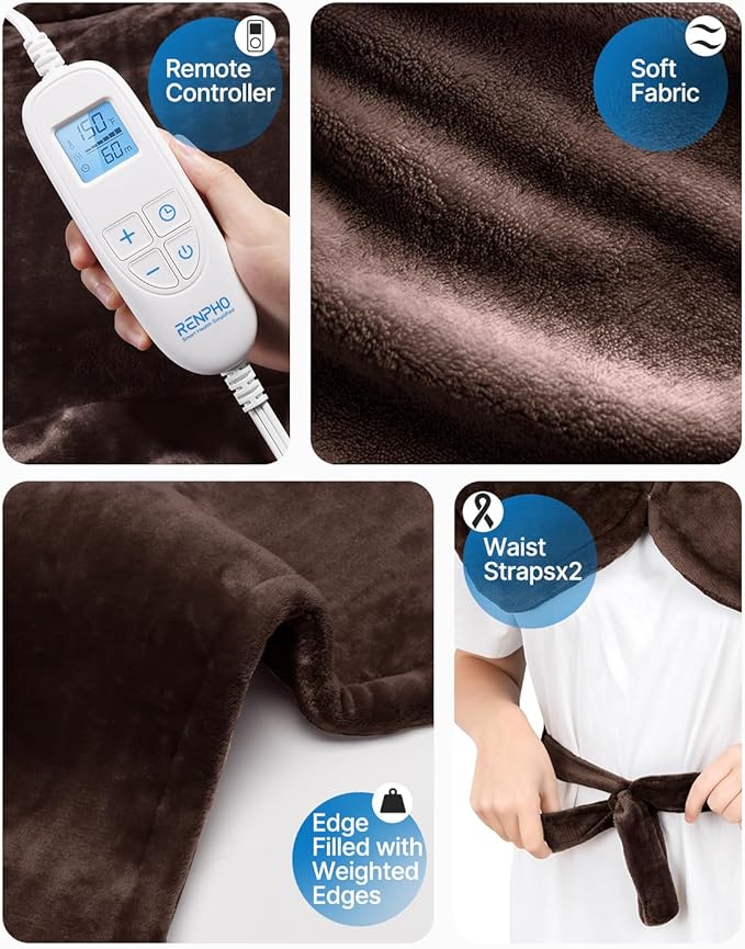 RENPHO Heating Pad for Back Pain 24"x33", Brown