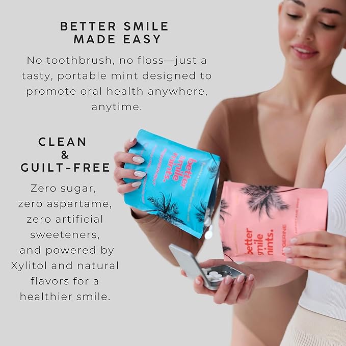 NOOZ Better Smile Mints - Oral Health Support & Fresh Breath - Zesty Flavor | Sugar-Free, Aspartame-Free Mints for Teeth & Gum Protection - No Artificial Flavors or Sweeteners - 180 Mints Refill Bag