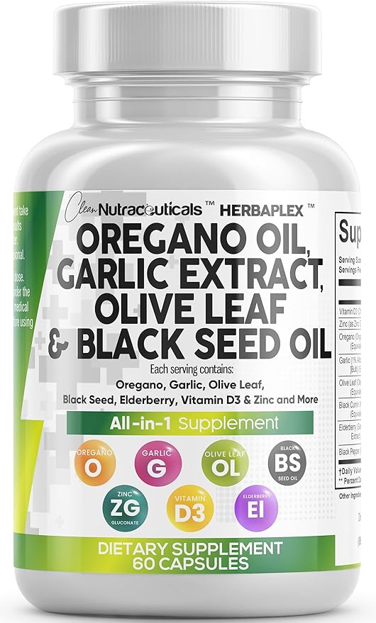 Clean Nutraceuticals Oregano Oil Garlic Extract D3 & 1Pack