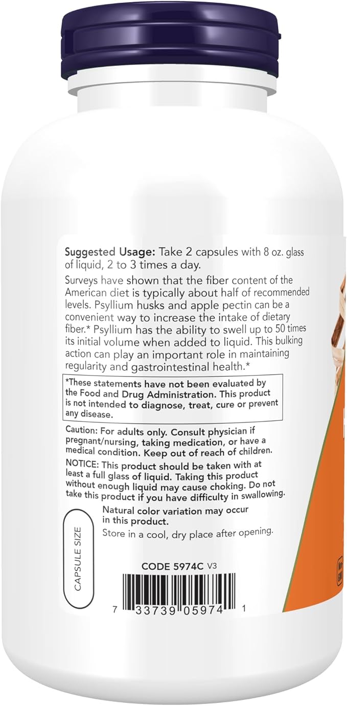 NOW Supplements, Psyllium Husk Caps 700 50 mg 360 Veg