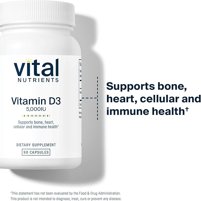 Vital Nutrients Vitamin D 5000 IU D3 Supplement 90 Capsules