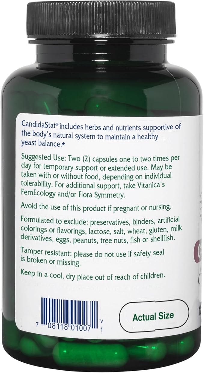 Vitanica Candidastat, Yeast Balance Supplement and 120 Capsules