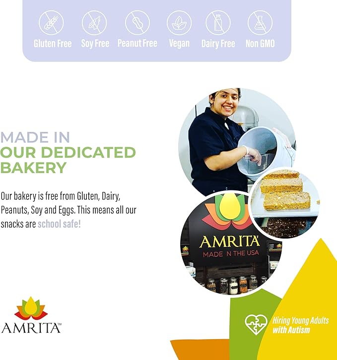 AMRITA Vegan Protein Bars Variety Pack (6 Flavors), |15g Plant